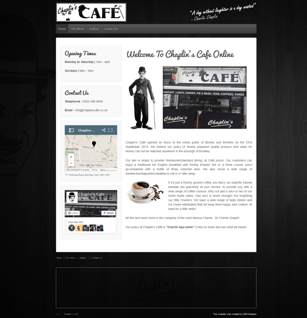 Chaplin's Café Website Preview