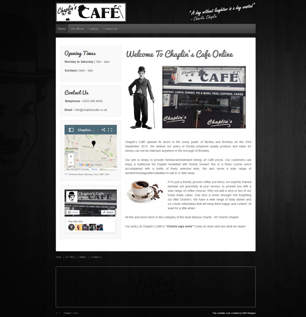 Chaplin's Café Website Preview