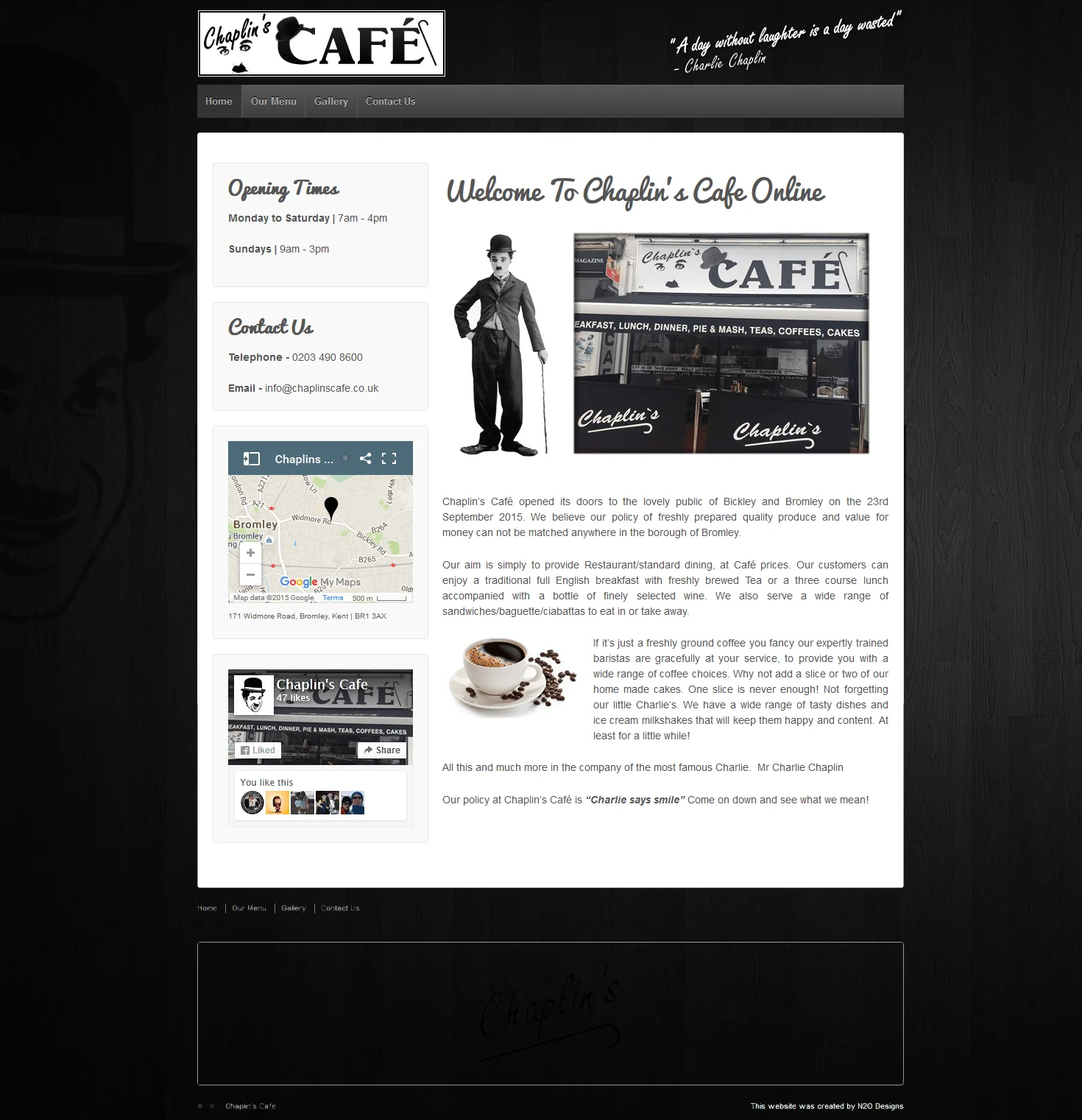 Chaplin’s Café & Restaurant Website