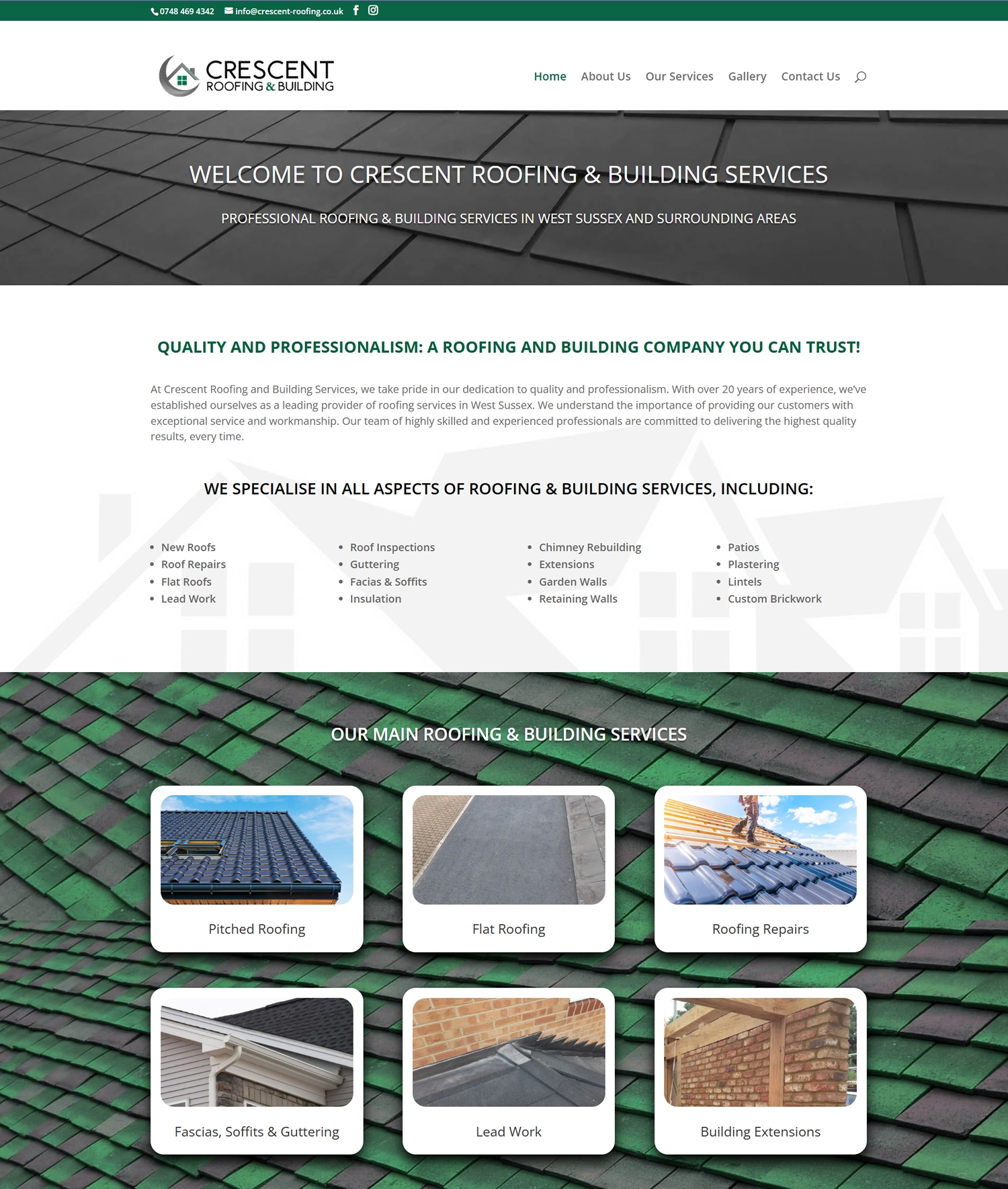 Crescent Roofing Trade Website Preview Crescent Roofing & Building Trade Website Preview