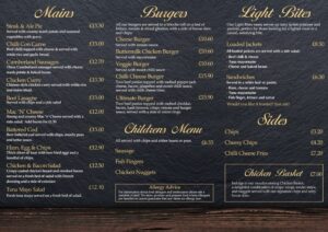 White Hart Menu 2025 A4 Three Fold Back