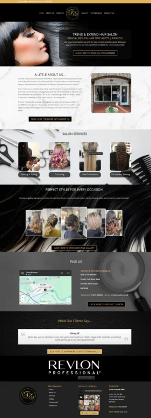 Trend & Extend Salon Website Design by N2O Designs